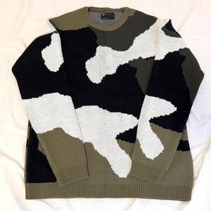 ASOS Men’s Big & Tall Camouflage Crewneck Sweater Black White Green 5XL